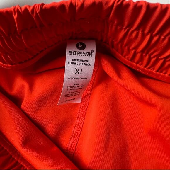 90 Degrees Orange Drawstring  Athletic Sporty Running Two Layer Shorts Sz XL NWT - Picture 9 of 11